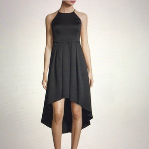 Aidan Mattox High-low pleated satin cocktail dress
